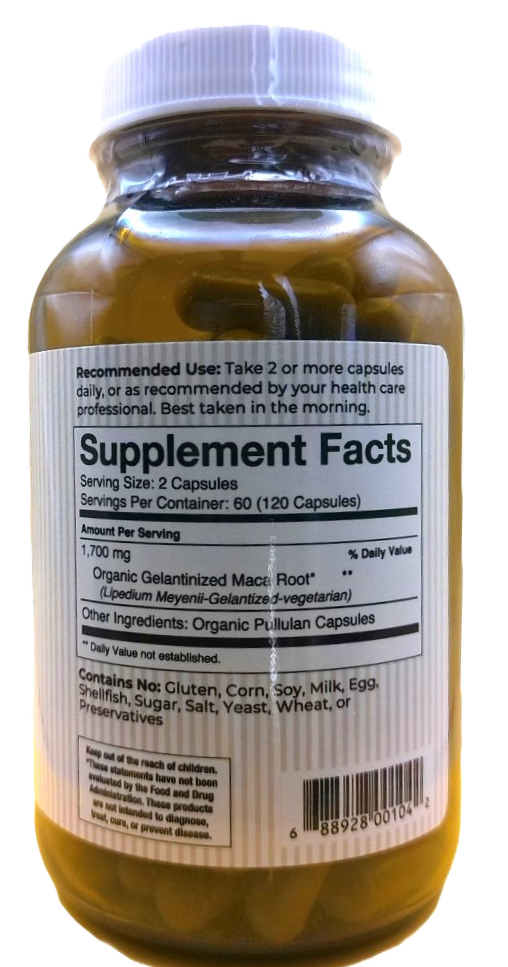 Vita-Myr Gelatinized Certified Organic Maca - Your Natural Energy Booster in a 3-Pack 120 caps