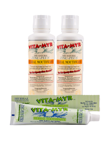1 Vitamyr 5.4 oz. XTRA Toothpaste & 2 Vitamyr 16 oz.  Natural Mouthwash!