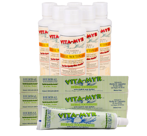 Complete Family Oral Care with 6 x 6 Vita-Myr Family Mouthwash & Toothpaste Pack