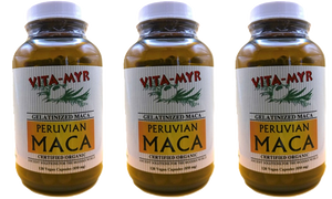 Vita-Myr Gelatinized Certified Organic Maca - Your Natural Energy Booster in a 3-Pack 120 caps