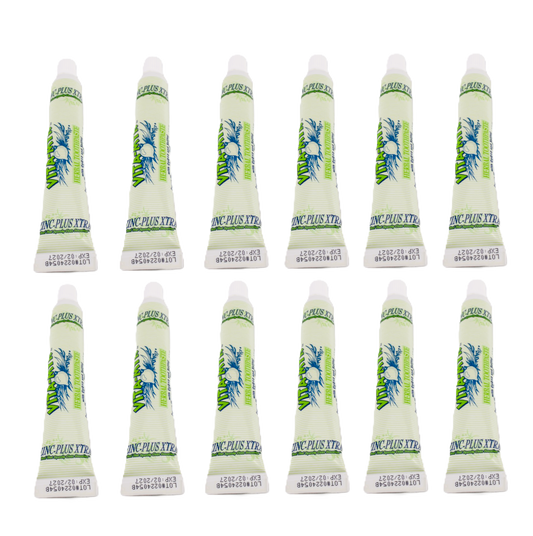 Vita-Myr 12 Pack Travel Size Zinc-Plus XTRA Toothpaste On-The-Go Dental Care Bundle -
