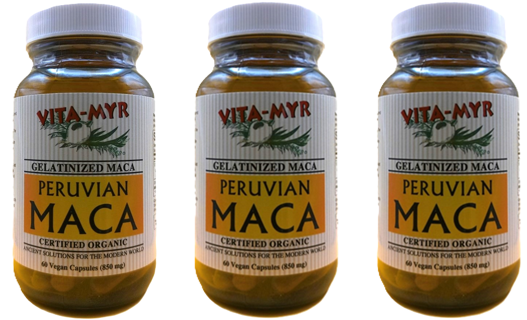 Vita-Myr Gelatinized Certified Organic Maca - Your Natural Energy Booster in a 3-Pack 60 Caps 3 pack