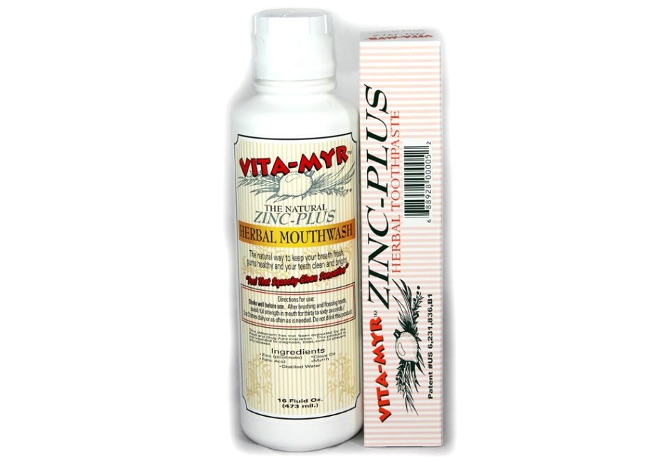 Vita-Myr Package # 1 -  1 of each - 16 Oz Mouthwash & 4 Oz Toothpaste!