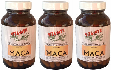 Vita-Myr Gelatinized Certified Organic Maca - Your Natural Energy Booster in a 3-Pack 120 caps